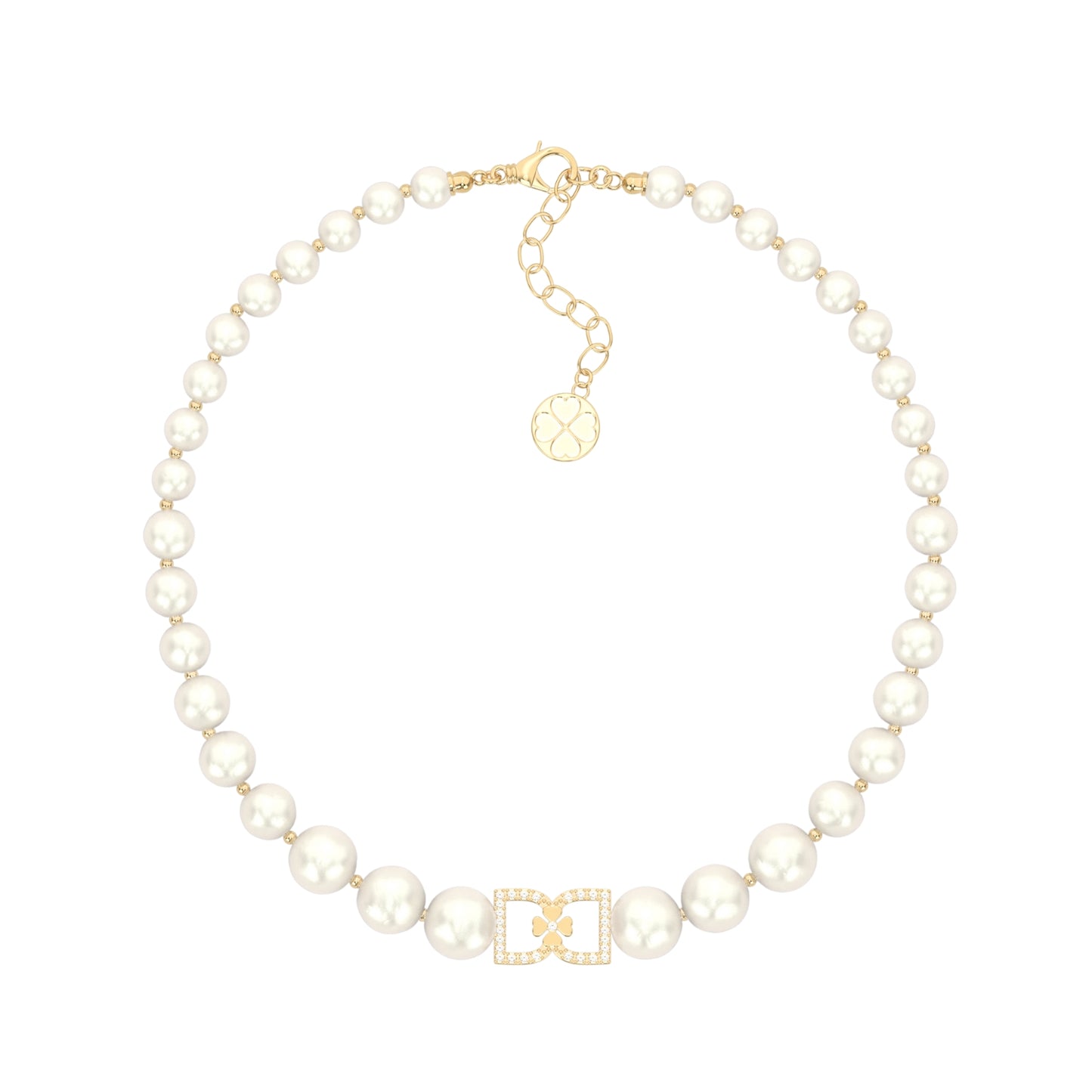 DD Parel Choker met Diamanten - Goud