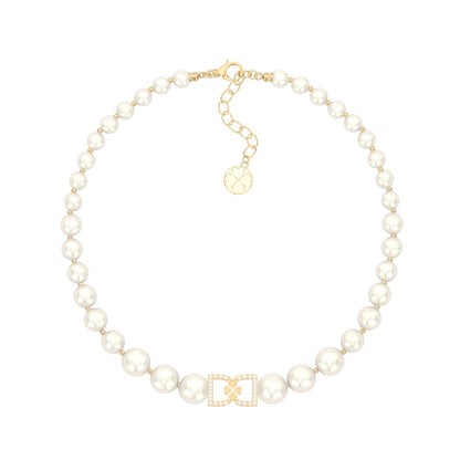 DD Parel Choker met Diamanten - Goud