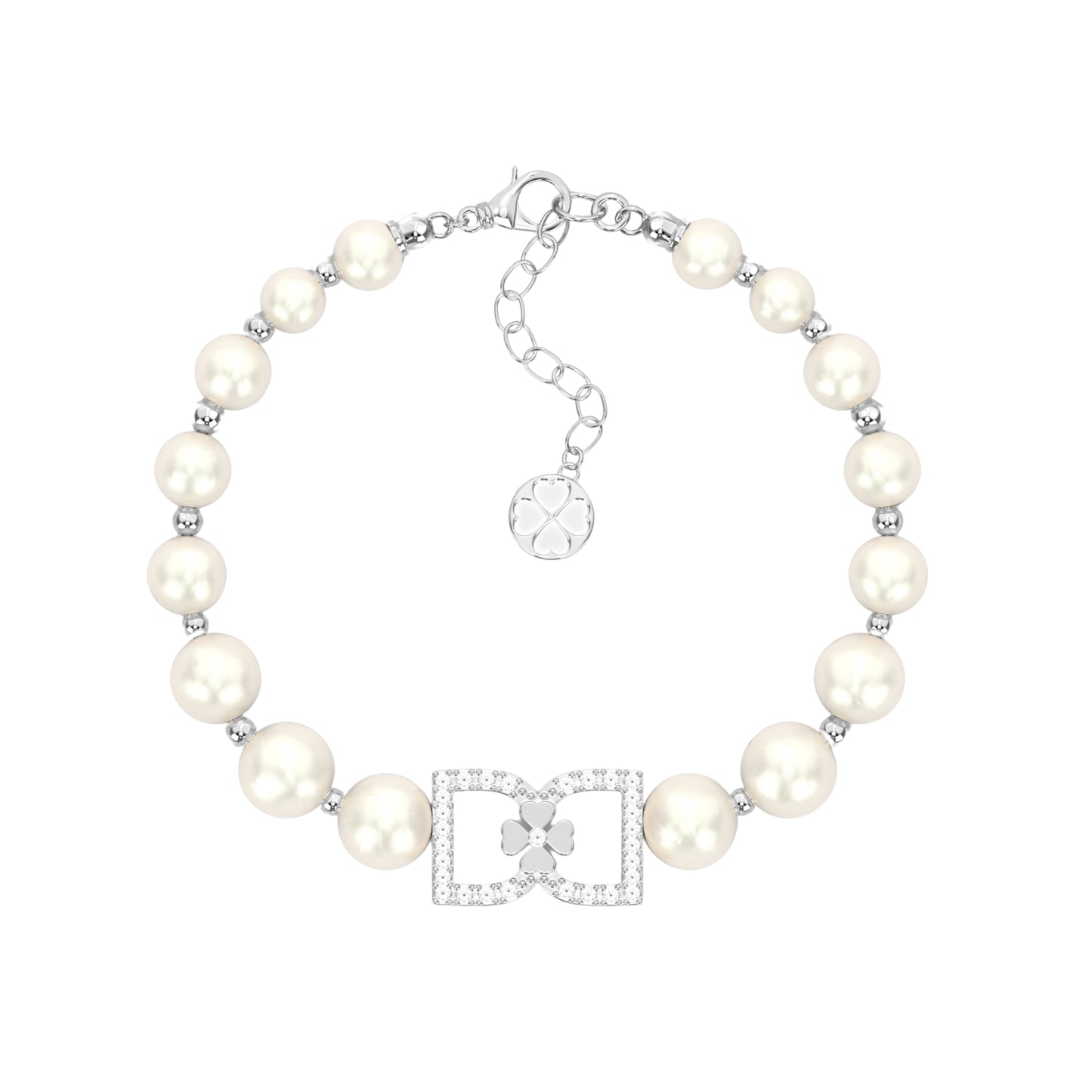 DD Perlenarmband Diamanten - Silber