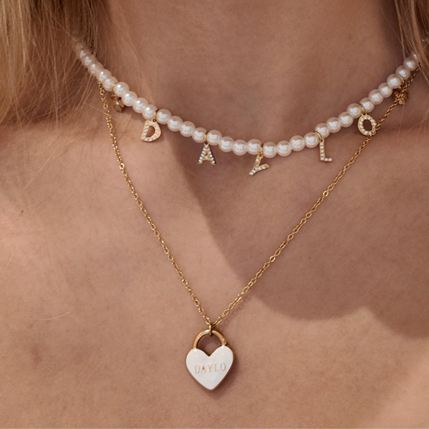 Hart Ketting - Goud/Wit