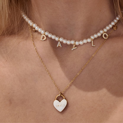 Hart Ketting - Goud/Wit
