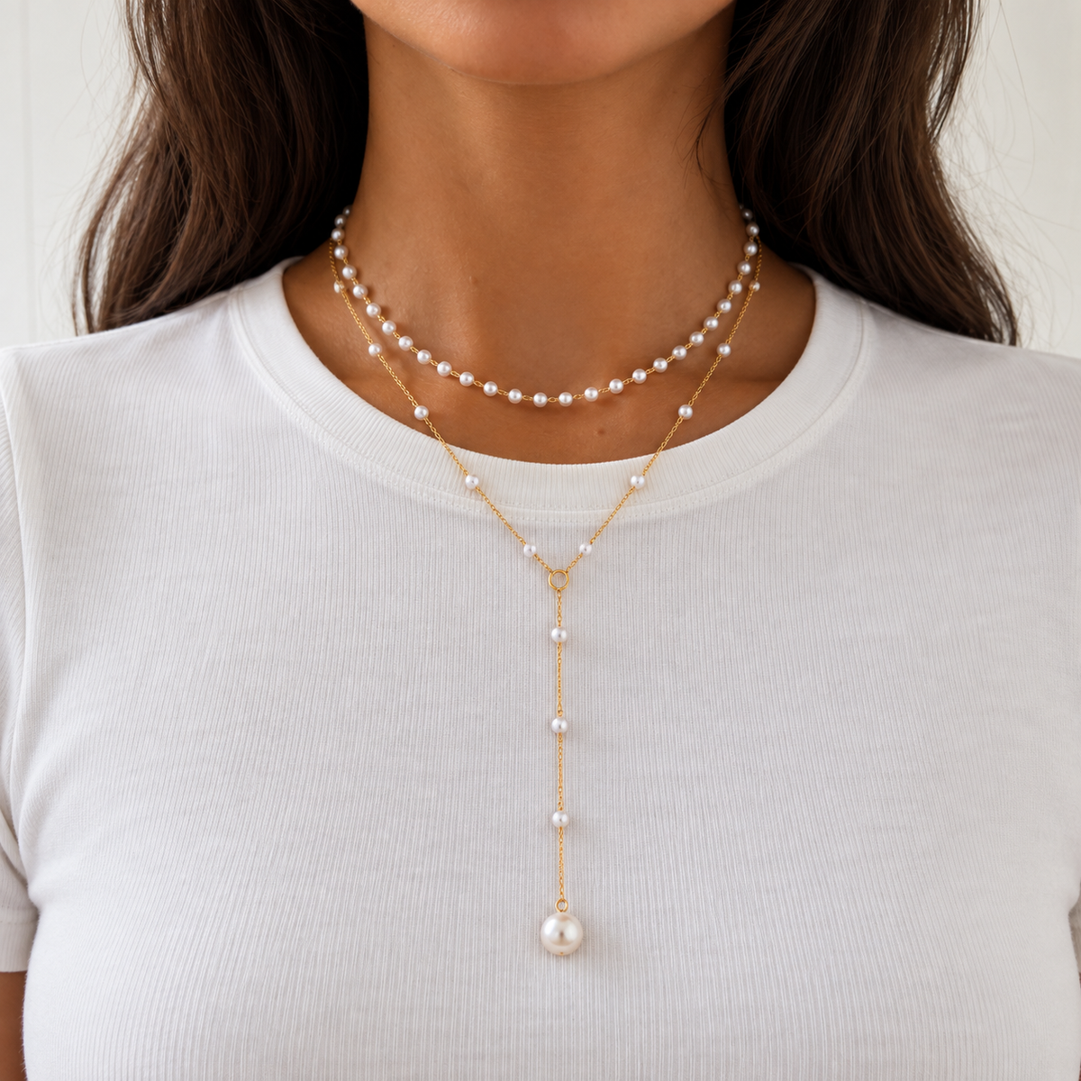 Seraphina Pearl Necklace – Gold