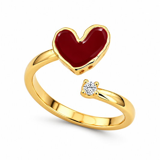 Bianca Heart Ring - Gold/Red