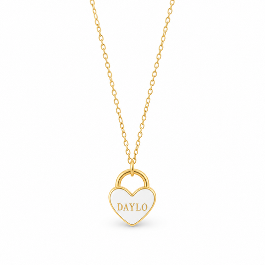 Heart Necklace - Gold/White