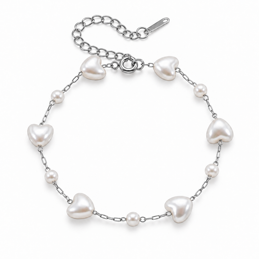 Romina Perle Hjerte Armbånd - Sølv