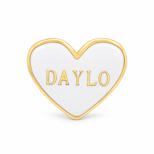 Heart Earrings - Gold/White