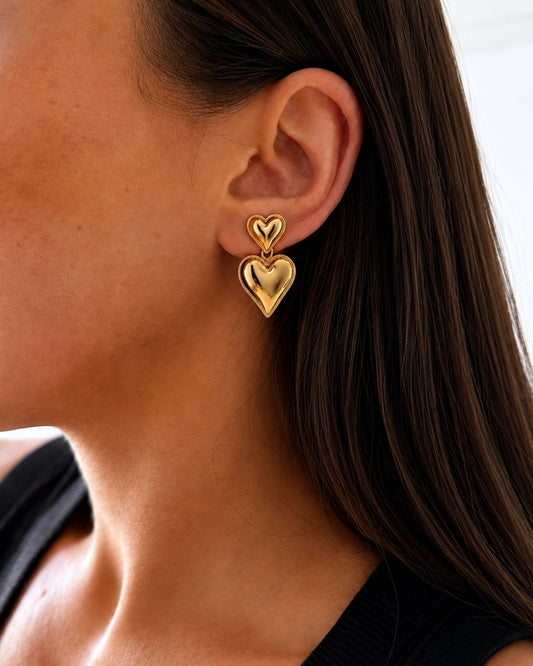 Alva Heart Earrings - Gold