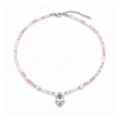 Elia Heart Pearl Necklace - Silver